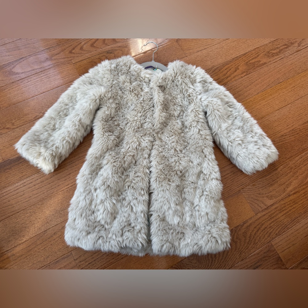 Mini Boden Roald Dahl Veruca Salt Faux Fur Coat Girls 5-6 Willy Wonka